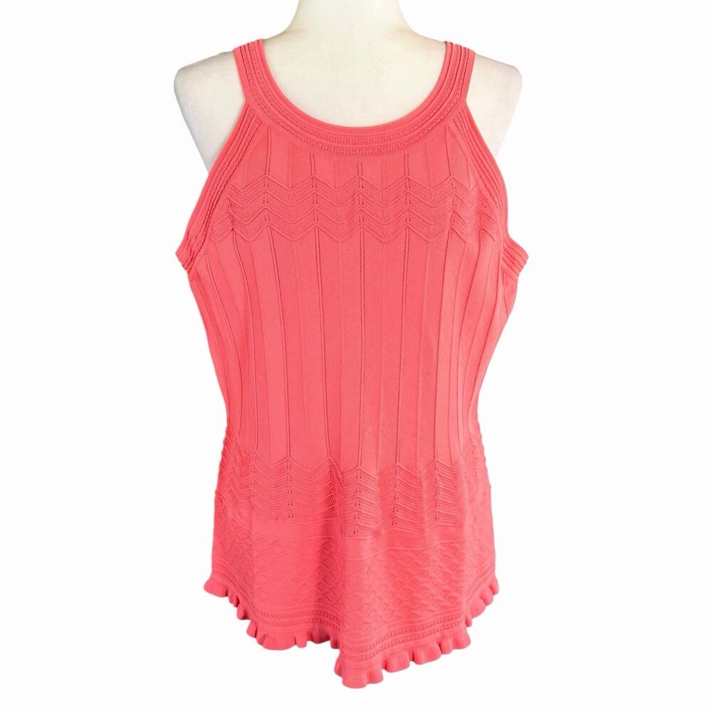 White House Black Market WHBM Zigzag Halter Top Gelato XL Sweater Coastal Beach